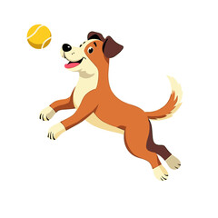 A cute playful dog playing with a ball