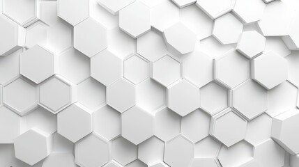 Naklejka premium A modern, textured hexagonal pattern in clean white tones, creating a sleek and minimalistic background.
