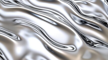 An abstract silver wave texture with smooth ripples, creating a captivating and serene visual effect.