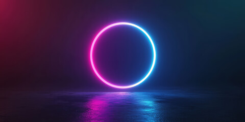 Obraz premium minimalist abstract background with a single, glowing line forming a loop and a circle, symbolizing continuity and innovation.