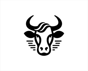 Cow head logo vector. Animal farm. Cow icon vector illustration.