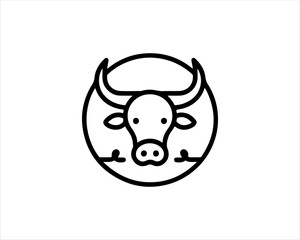 Cow head logo vector. Animal farm. Cow icon vector illustration.