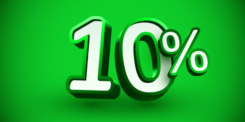 10 percent Off. 3d number 10. Sale banner.