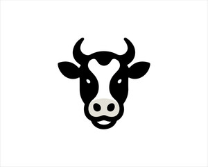 Cow head logo vector. Animal farm. Cow icon vector illustration.