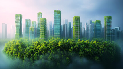 Obraz premium Sustainable urban landscapes in the future, modern eco-conscious city