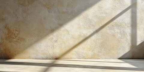 Minimalist Abstract Background with Soft Natural Lighting, Textured Wall and Shadow Play Ideal for Elegant Designs, Presentations and Creative Projects