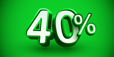 40 percent Off. 3d number 40. Sale banner.