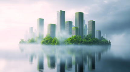 Fototapeta premium Green Urban Landscape with Renewable Energy and Smart Architecture