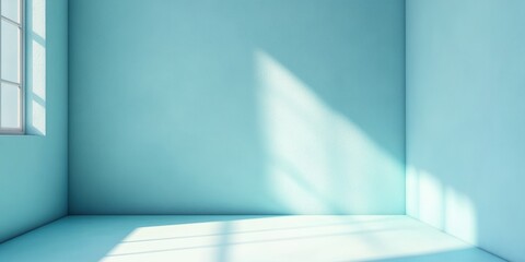 Soft Minimalist Interior with Light Blue Walls and Natural Sunlight Casting Shadows for Inviting Atmosphere and Creative Spaces
