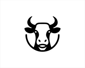 Cow head logo vector. Animal farm. Cow icon vector illustration.