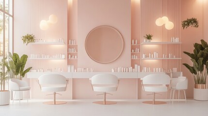 Minimalist Pink Salon Interior Design