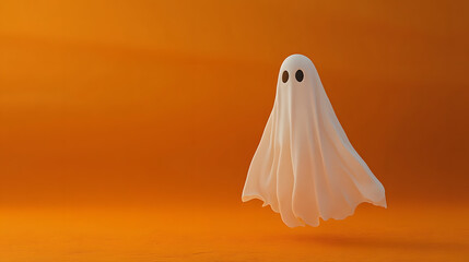 A ghost on the plain orange background