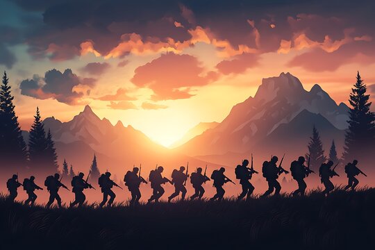 Silhouette of Vietnamese soldier or guerrilla force Circa late