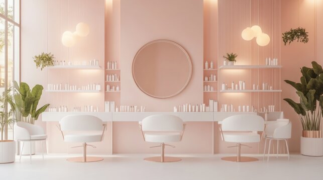 Minimalist Pink Salon Interior Design