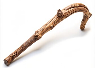 Obraz premium Driftwood Walking Stick on White Background - Unique PNG Design for Nature Lovers and Outdoor Enthusiasts, Perfect for Home Decor and Natural Lifestyle Inspirations