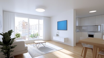 Bright and modern living room showcases open space and natural light for a cozy atmosphere