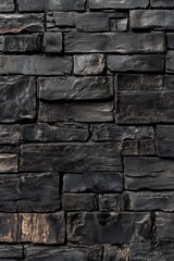 Black stone wall close-up
