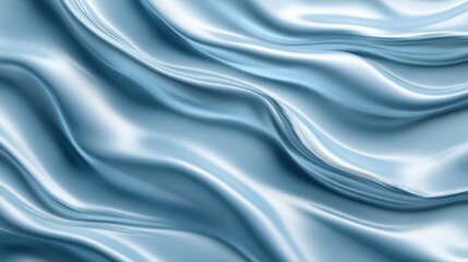 Obraz premium A close-up of flowing blue silk, showcasing smooth curves and gentle light reflections, creating an elegant texture.