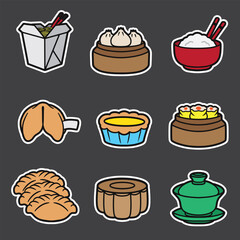 set of chinese food good for sticker, element design, badge, etc