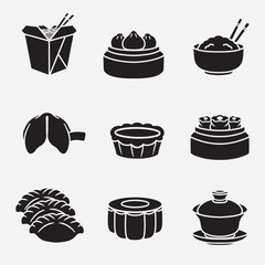 set of chinese food good for icons, silhouette design, symbol, element design, etc