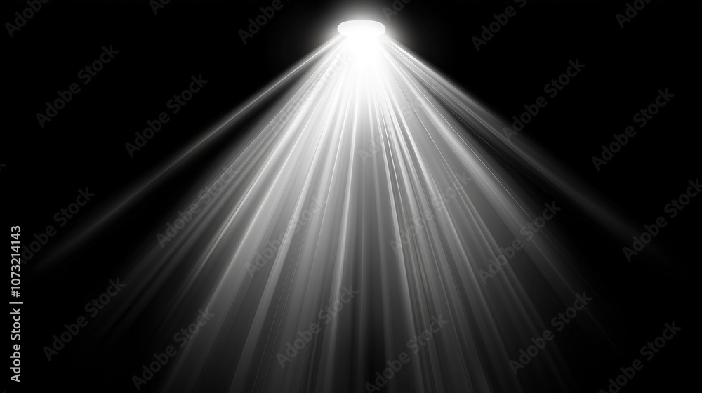Aufkleber abstract vector illustration of bright white light rays and flares on a dark black background, creat