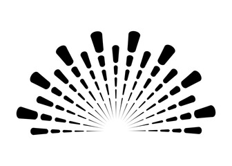 Sunburst firework explosion. Retro hand drawn sparkle. Bursting or light rays, linear drawing. Vector trendy hand drawn retro isolated design element