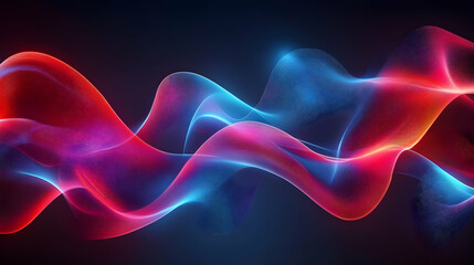 Flowing neon blue and pink waves against a dark background, representing energy waves or futuristic motion design.
