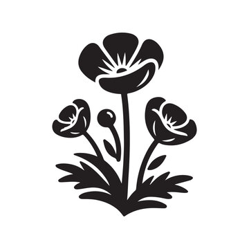 black flowers on white background clip art preview