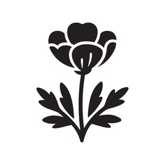 Buttercup Flower Silhouette Vector | Elegant Floral Clipart for Print & Web