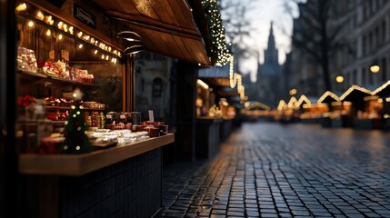 Obraz premium A Christmas market with a Christmas tree