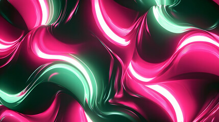 Fototapeta premium An abstract composition of glowing pink and green swirling textures, blending vibrant neon colors into a fluid, dynamic design.