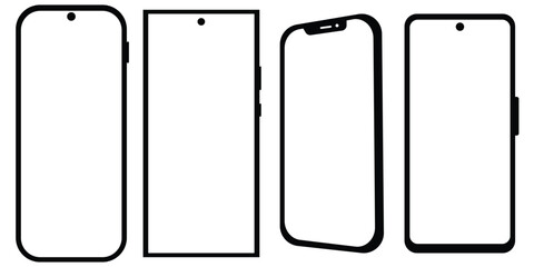 Set of Realistic smartphone mockup. Mobile phone icon with blank display in a flat style vector illustration.