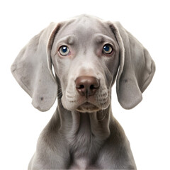 Fototapeta premium grey little Weimaraner puppy portrait isolated on transparent background