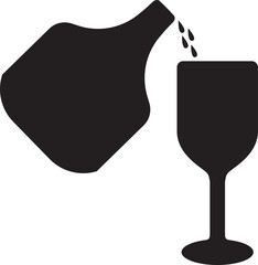 Wine bottle and glass vector.