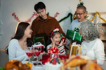 Dinner and Family holiday celebrating, together at Merry Christmas and  New Year.