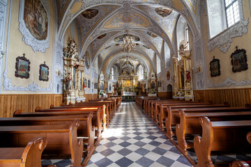 Interior of the Sanctuary of Our Lady of Leśniów. Kraków-Częstochowa Upland, Poland