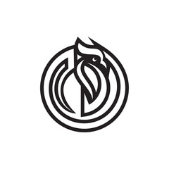 circle and head of a phonix bird
