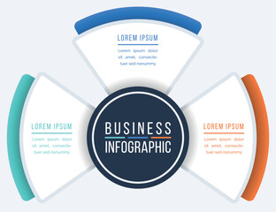 3 Steps Infographic business information 3 objects, steps, elements or options infographic design template