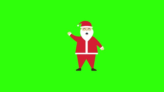 santa klos waving animated icon merry christmas santa gift green screen 4k looping