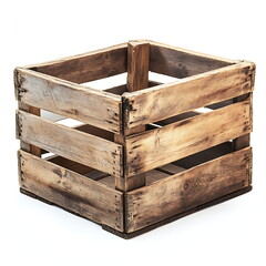 Wooden crate isolated on a white background