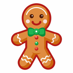 Festive Gingerbread Man Cookie Vector – Christmas Holiday Illustration for Seasonal Designs. Christmas gingerbread man cookie isolated on a white background