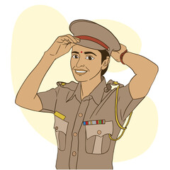 Indian women police officer, posing for camera, smiling, wearing cap, Women empowerment