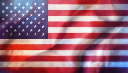 Naklejka premium Vibrant Waving American Flag with Sunlight and Fabric Texture. USA Patriotic Symbol for Celebrations, National Events, Memorials, or Independence Day Themed Designs