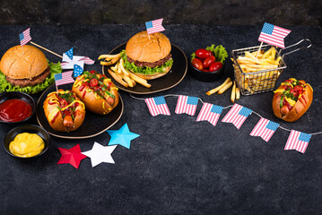 Traditional American food for celebrating July 4 Independence Day