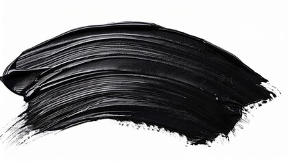 Bold Black Brush Stroke Texture on White Background. Ideal for Creative Design Elements, Art Concepts, Grunge Overlays, and Abstract Backgrounds for Branding or Marketing Projects