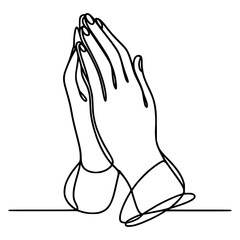 one line drawing praying hand worship religious vector illustration template design