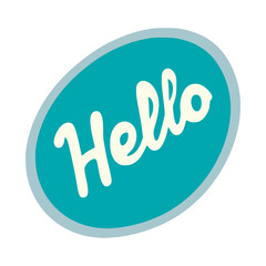 hello sticker oval shape trendy fashion lifestyle vector illustration template design
