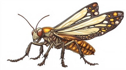 Fototapeta premium A detailed illustration of an antling, highlighting its intricate features, set against a white background for educational or illustrative purposes.