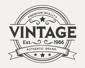 Vintage label premium quality badge vector illustration. Retro design element.
