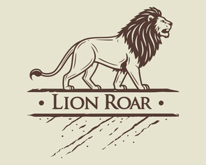 Lion logo on a white background. Vector illustration in vintage style.
